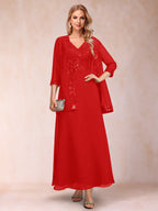 Adelaide Rose Red front view mother of the bride dress