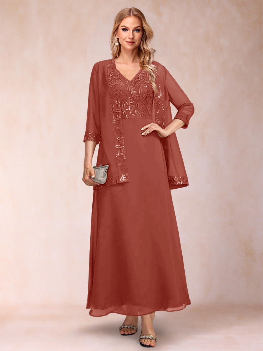 Adelaide Rose Rust front view mother of the bride dress