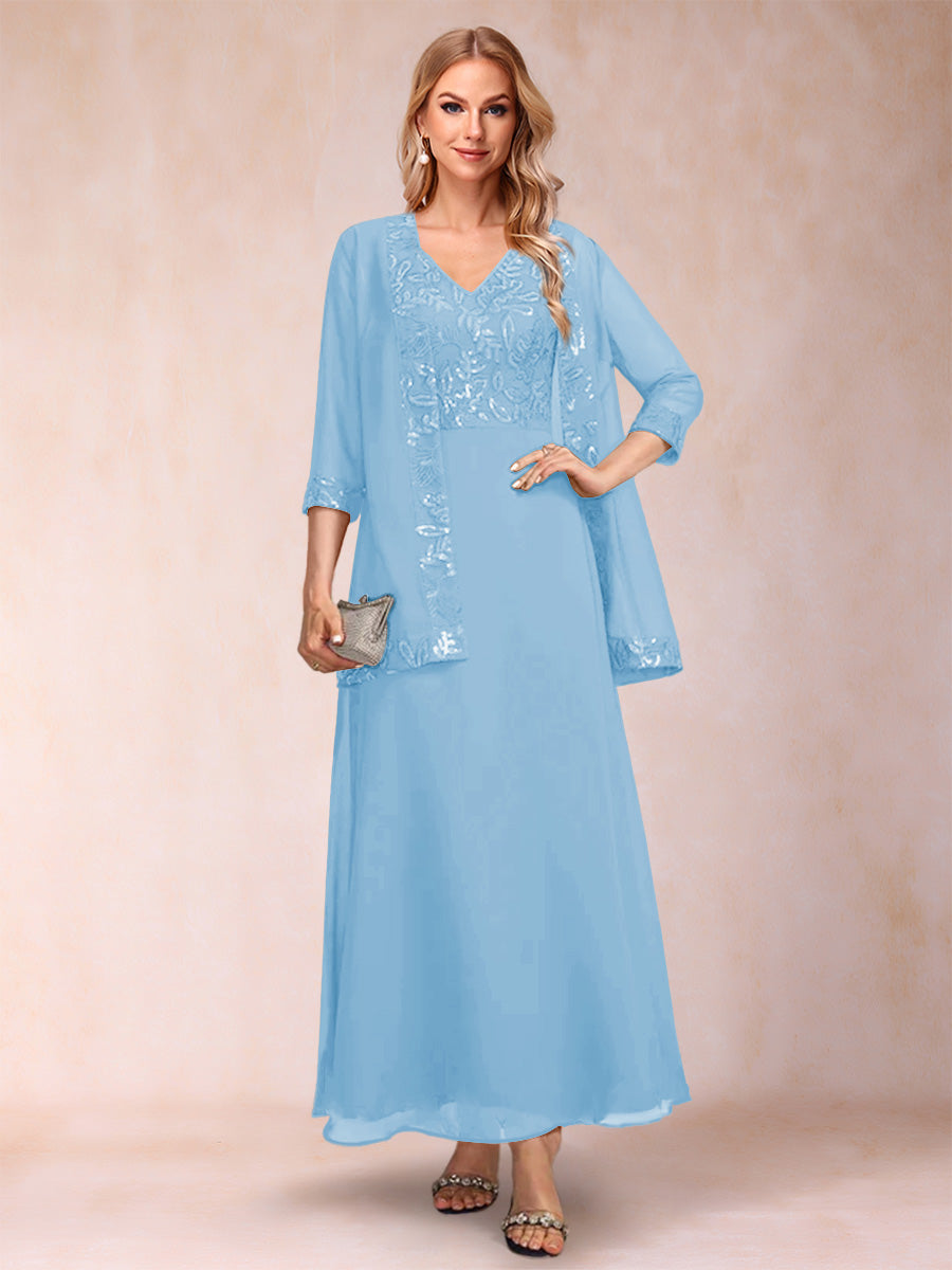 Adelaide Rose Sky Blue side view mother of the bride dress