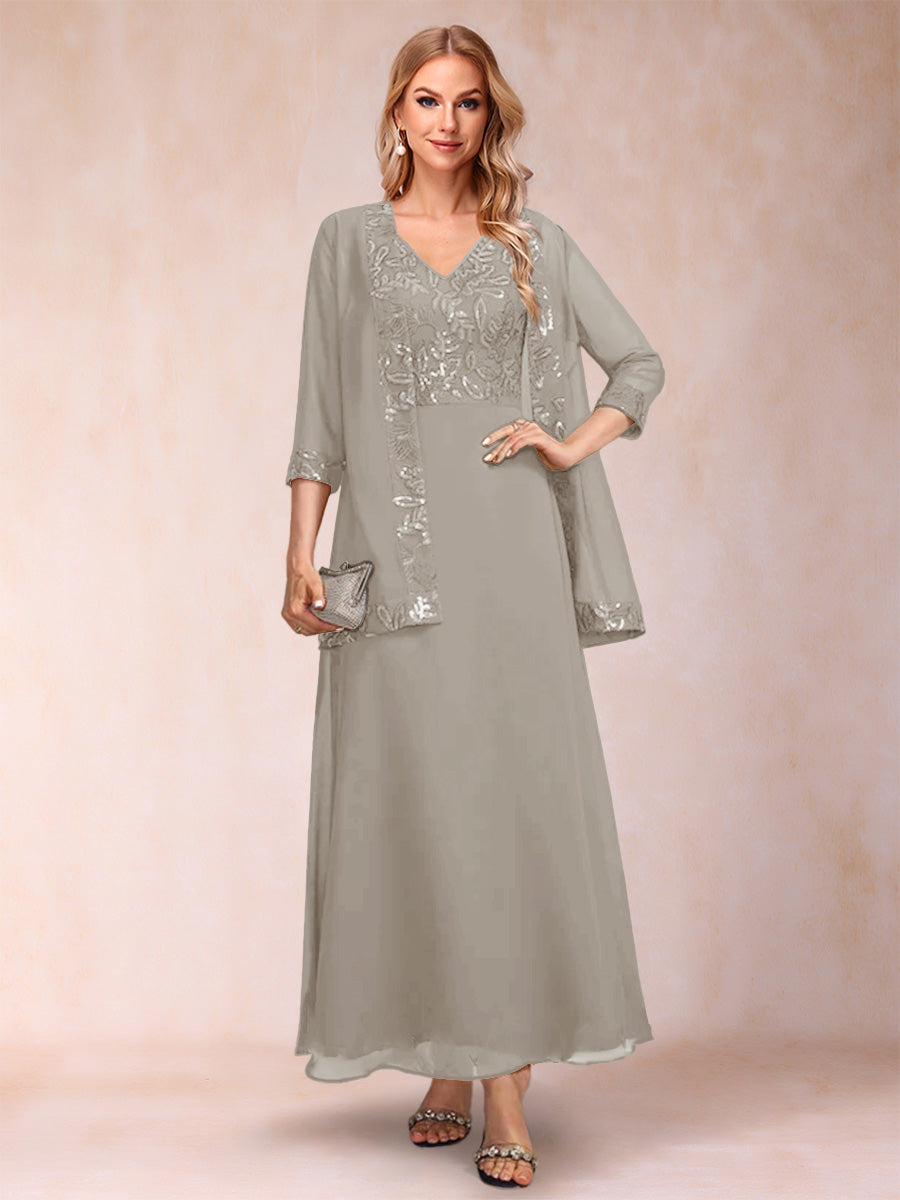 Adelaide Rose Taupe front view mother of the bride dress