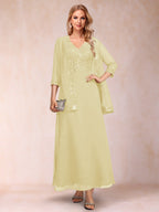 Adelaide Rose Yellow front view mother of the bride dress