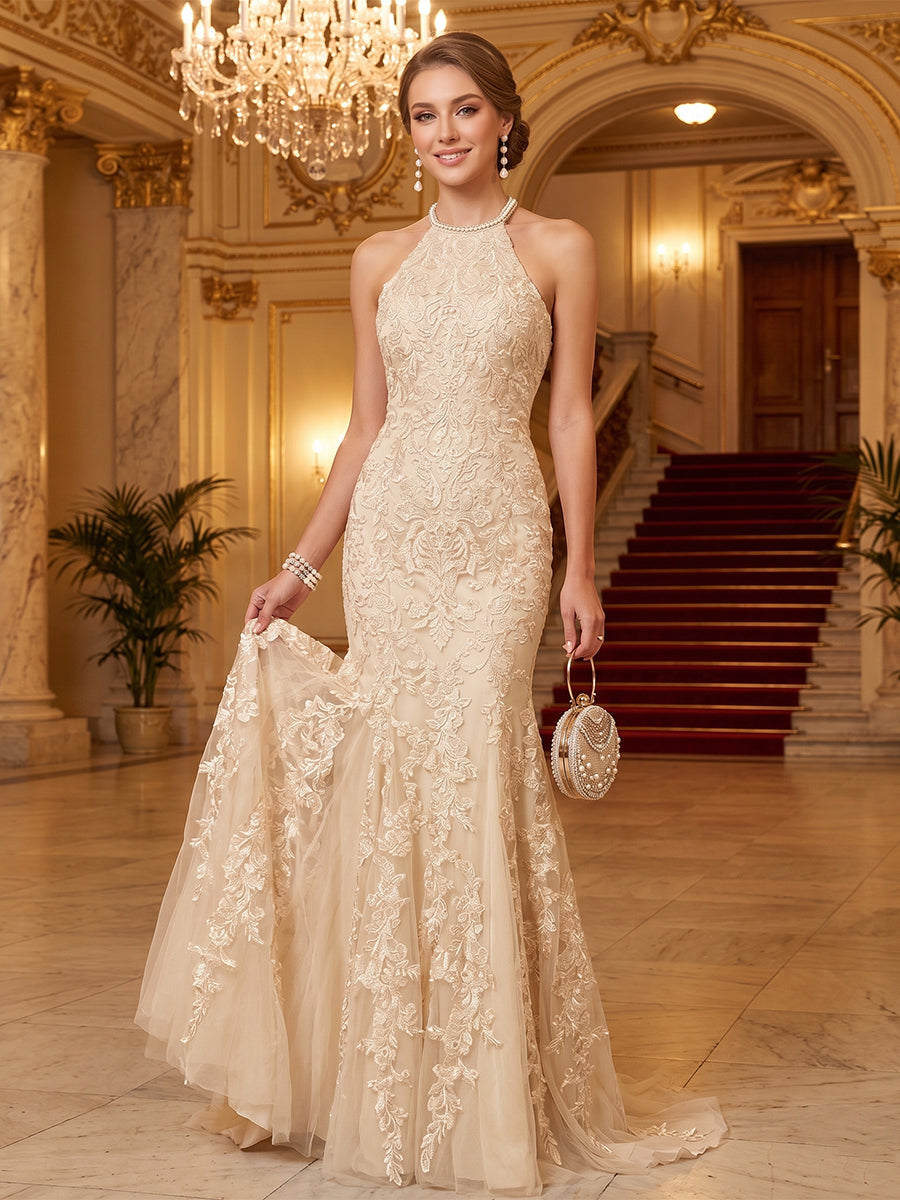 Damaris ivory front view prom dress
