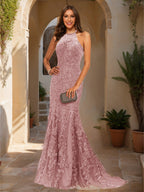 Damaris dusty rose front view prom dress