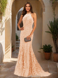 Damaris peach front view prom dress