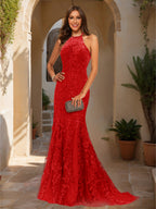 Damaris red front view prom dress