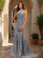 Damaris steel grey front view prom dress