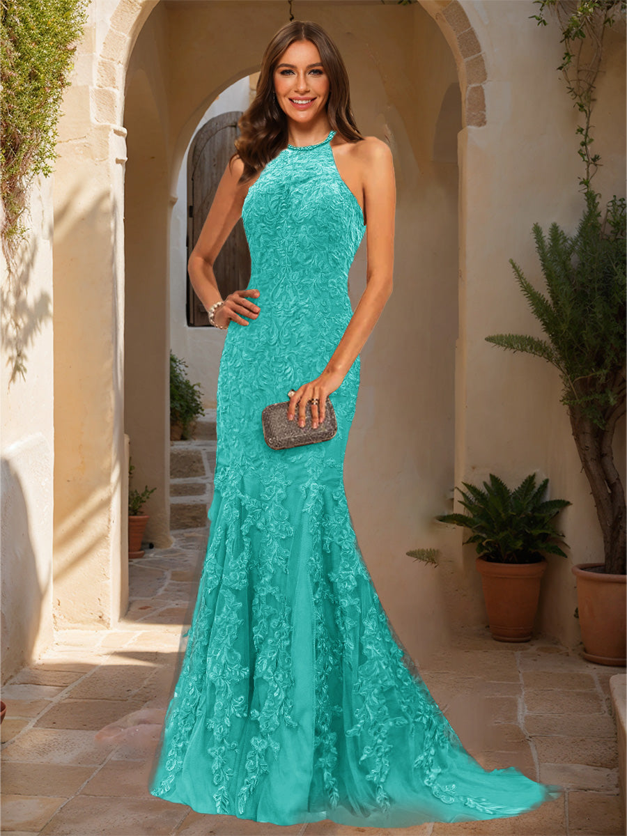 Damaris turquoise front view prom dress