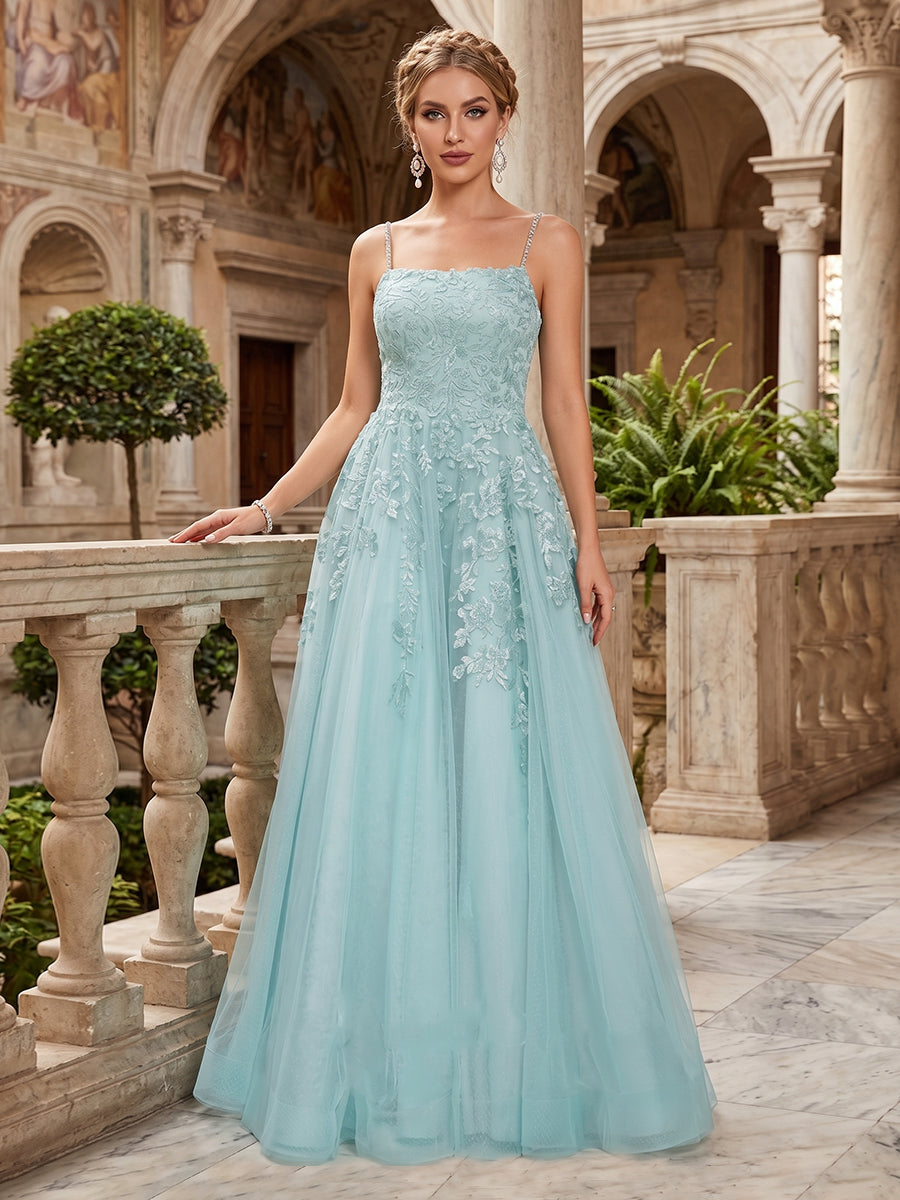 Winola royal blue front view prom dress