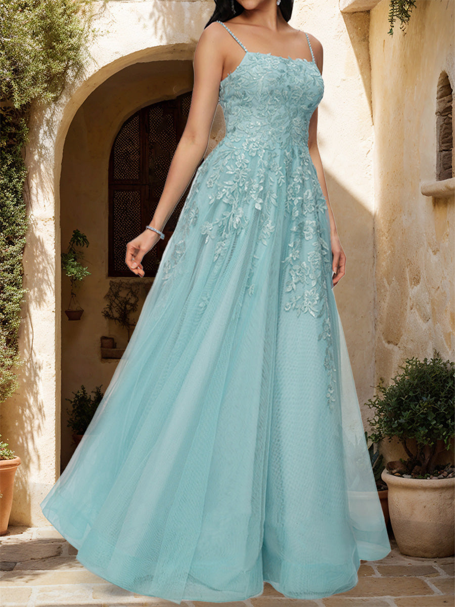 Winola royal blue side view prom dress