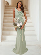 Isadora Sage Green front view bridesmaid dress