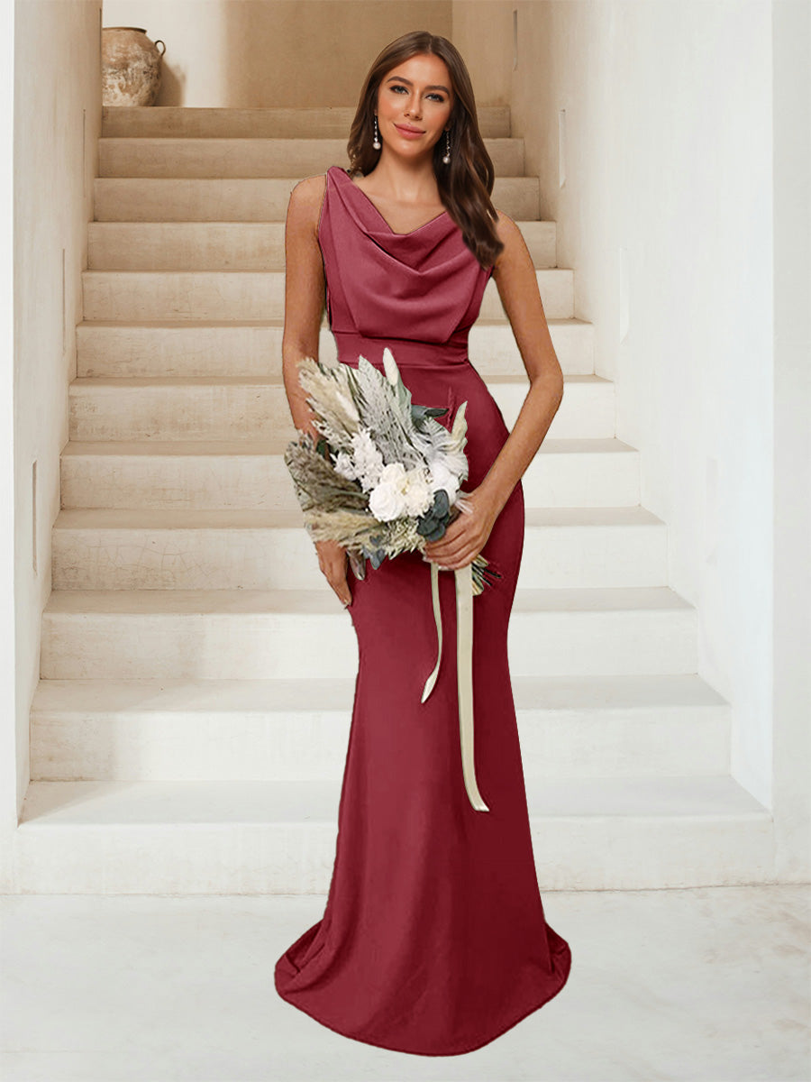 Isadora Burgundy front view bridesmaid dress