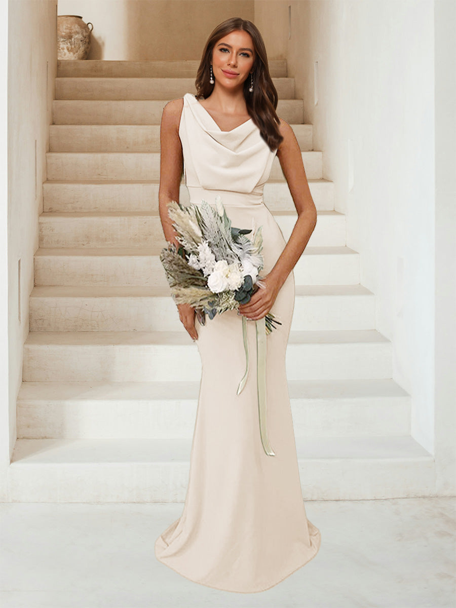 Isadora Champagne front view bridesmaid dress