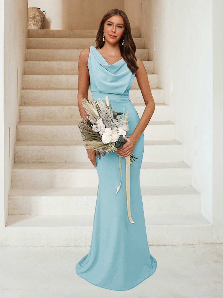 Isadora Sky Blue front view bridesmaid dress