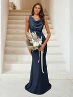 Isadora Navy Blue front view bridesmaid dress