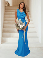 Isadora Ocean Blue front view bridesmaid dress