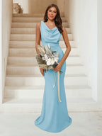 Isadora Sky Blue side view bridesmaid dress