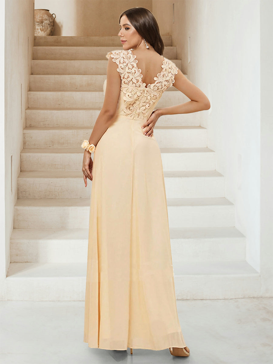 Jovienne Champagne back view bridesmaid dress