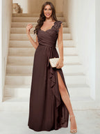 Jovienne Brown front view bridesmaid dress