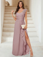 Jovienne Dusty Rose front view bridesmaid dress