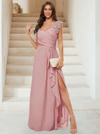Jovienne Dusty Rose back view bridesmaid dress