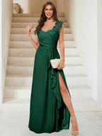 Jovienne Emerald front view bridesmaid dress