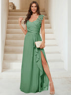 Jovienne Eucalyptus front view bridesmaid dress