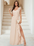 Jovienne Champagne bodice detail bridesmaid dress
