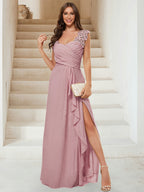 Jovienne Mauve front view bridesmaid dress