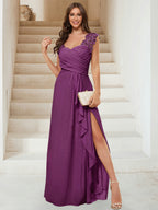 Jovienne Orchid front view bridesmaid dress
