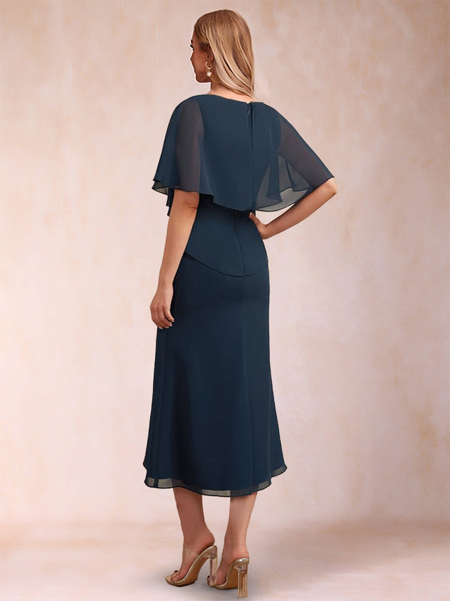 Laurel navy blue back view mother of the bride dress