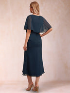 Elsabeth Jade Navy Blue back view mother of the bride dress