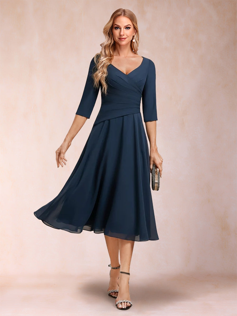 Marcella June Navy Blue front view mother of the bride dress