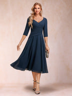 Marcella June Navy Blue front view mother of the bride dress