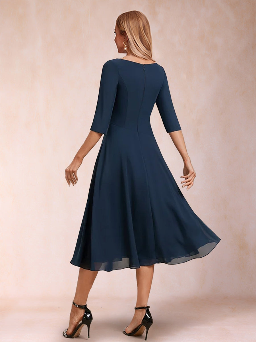 Marcella June Navy Blue back view mother of the bride dress