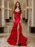 Fiamma burgundy front view prom dress
