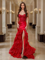 Fiamma burgundy front view prom dress