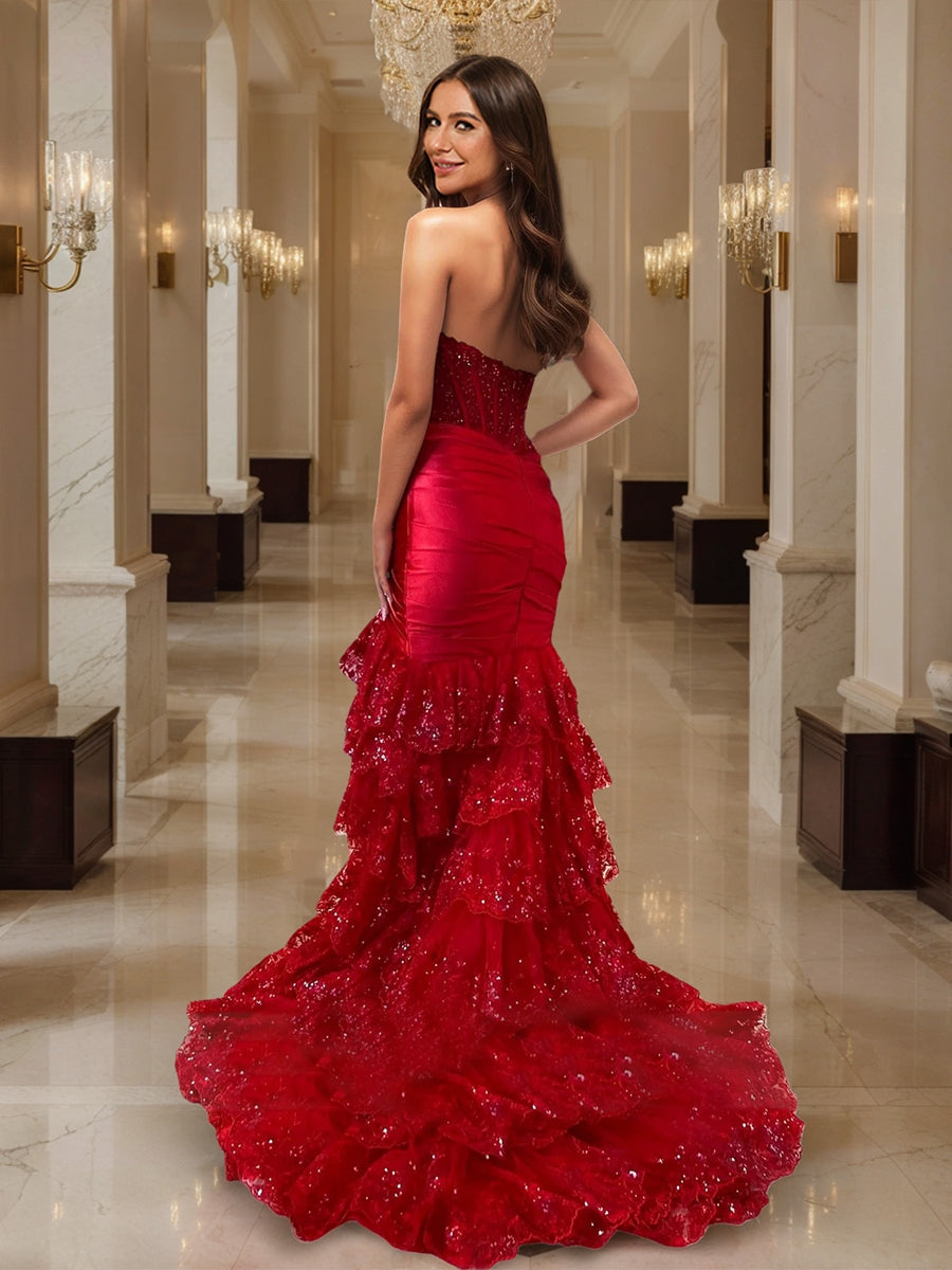 Fiamma burgundy back view prom dress