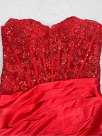 Fiamma burgundy bodice detail prom dress