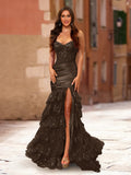 Fiamma brown front view prom dress