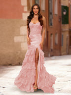 Fiamma dusty rose front view prom dress