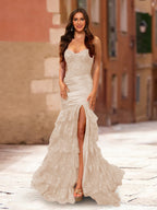 Fiamma champagne front view prom dress