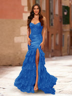 Fiamma royal blue front view prom dress