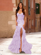 Fiamma lilac front view prom dress
