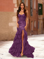 Fiamma orchid front view prom dress