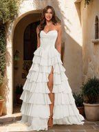 Maristella ivory front view prom dress