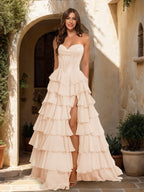 Maristella champagne alternate front view 2 prom dress