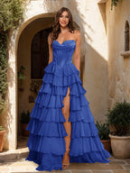 Maristella royal blue alternate front view 2 prom dress