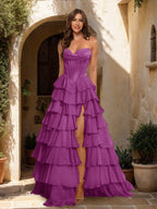 Maristella orchid front view prom dress