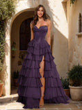 Maristella plum alternate front view 2 prom dress