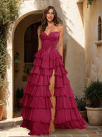 Maristella burgundy alternate front view 3 prom dress
